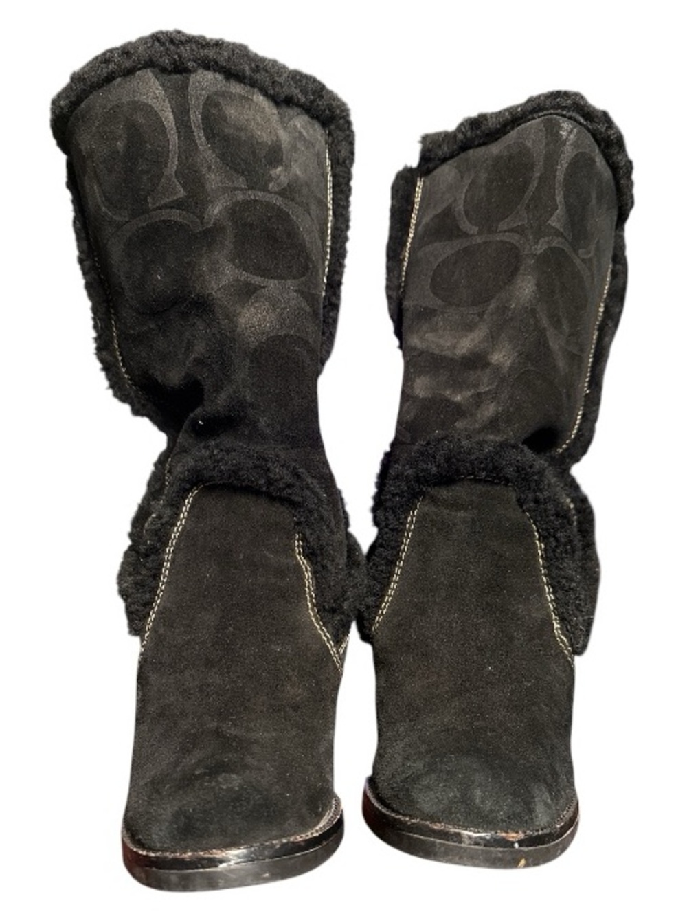 Coach Black Jordana Suede Signature-Trim Winter Boots
